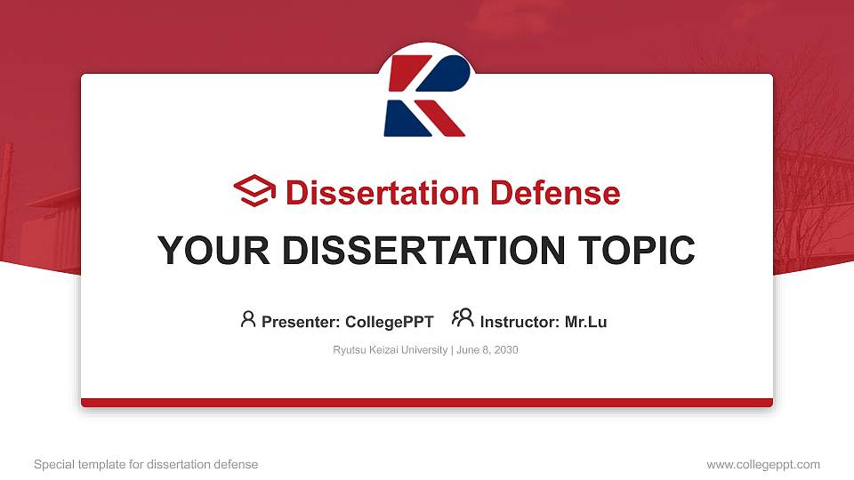 Ryutsu Keizai University Graduation Thesis Defense PPT Template16:9 ratio PPT effect preview image