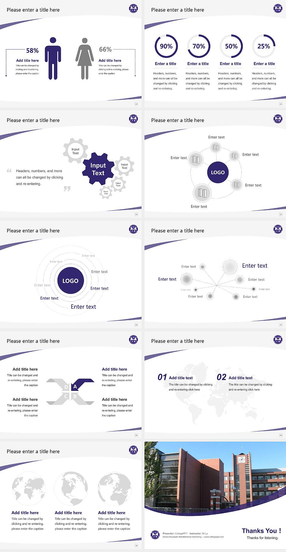 Osaka Kawasaki Rehabilitation University Course/Courseware Creation PPT Template4:3 ratio PPT effect preview image4