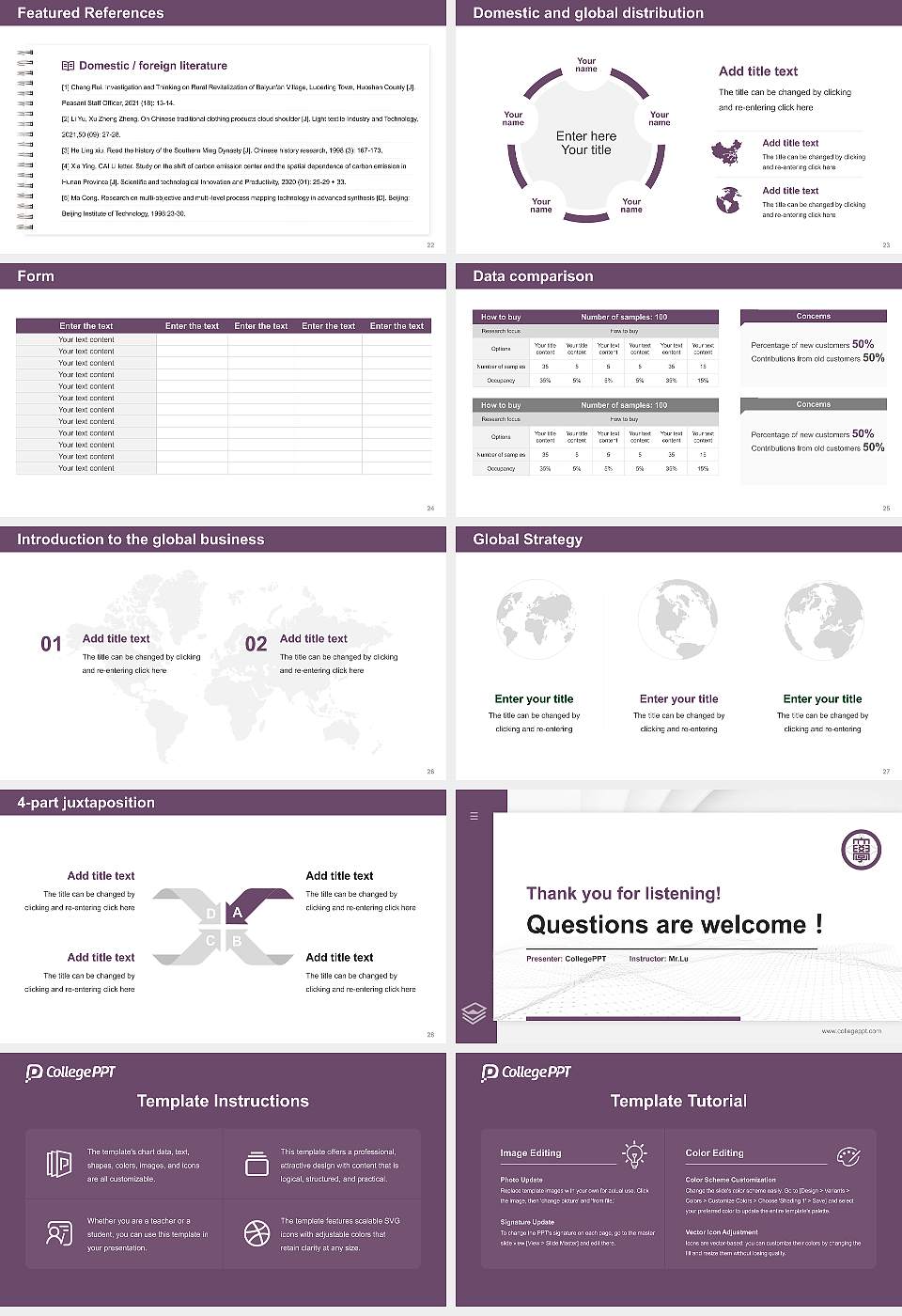 Otsuma Women’s University Thesis Proposal/Graduation Defense PPT Template16:9 ratio PPT effect preview image4