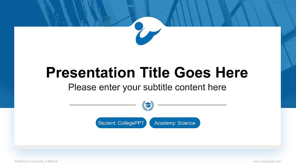 Prefectural University of Mihara National Scholarship Defense PPT Template16:9 ratio PPT effect preview image