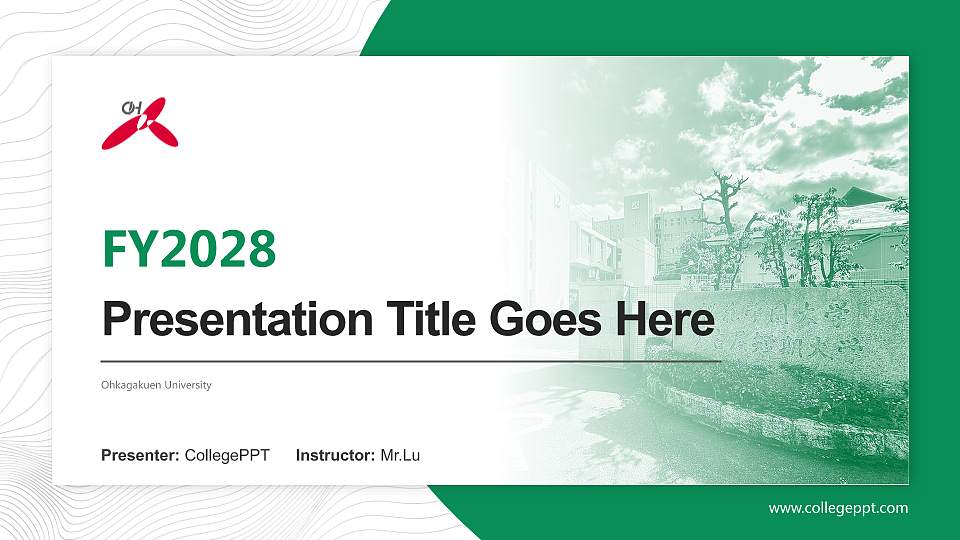 Ohkagakuen University Academic Presentation/Research Findings Report PPT Template16:9 ratio PPT effect preview image