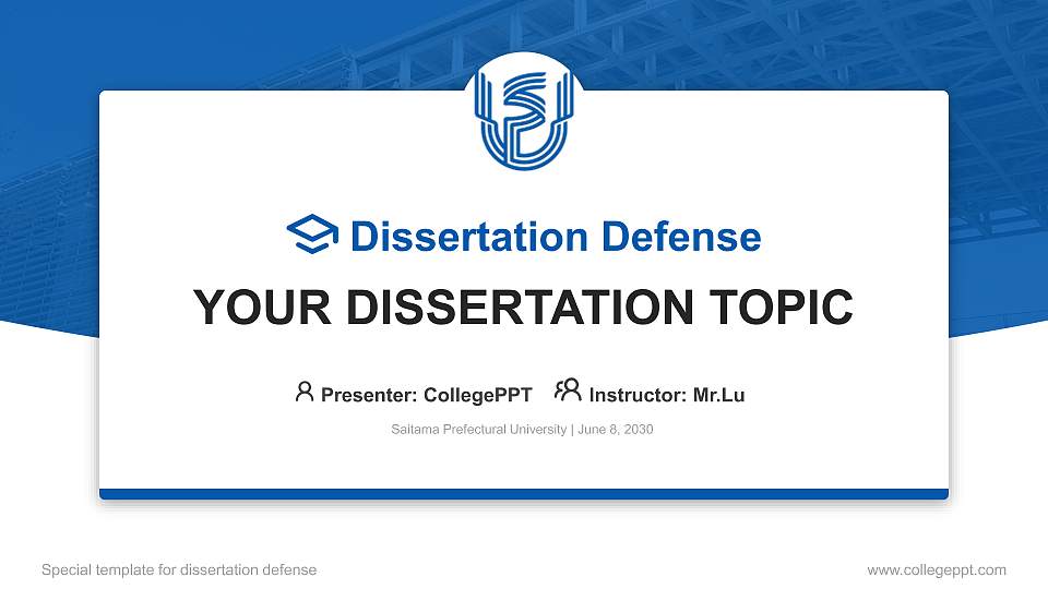 Saitama Prefectural University Graduation Thesis Defense PPT Template16:9 ratio PPT effect preview image