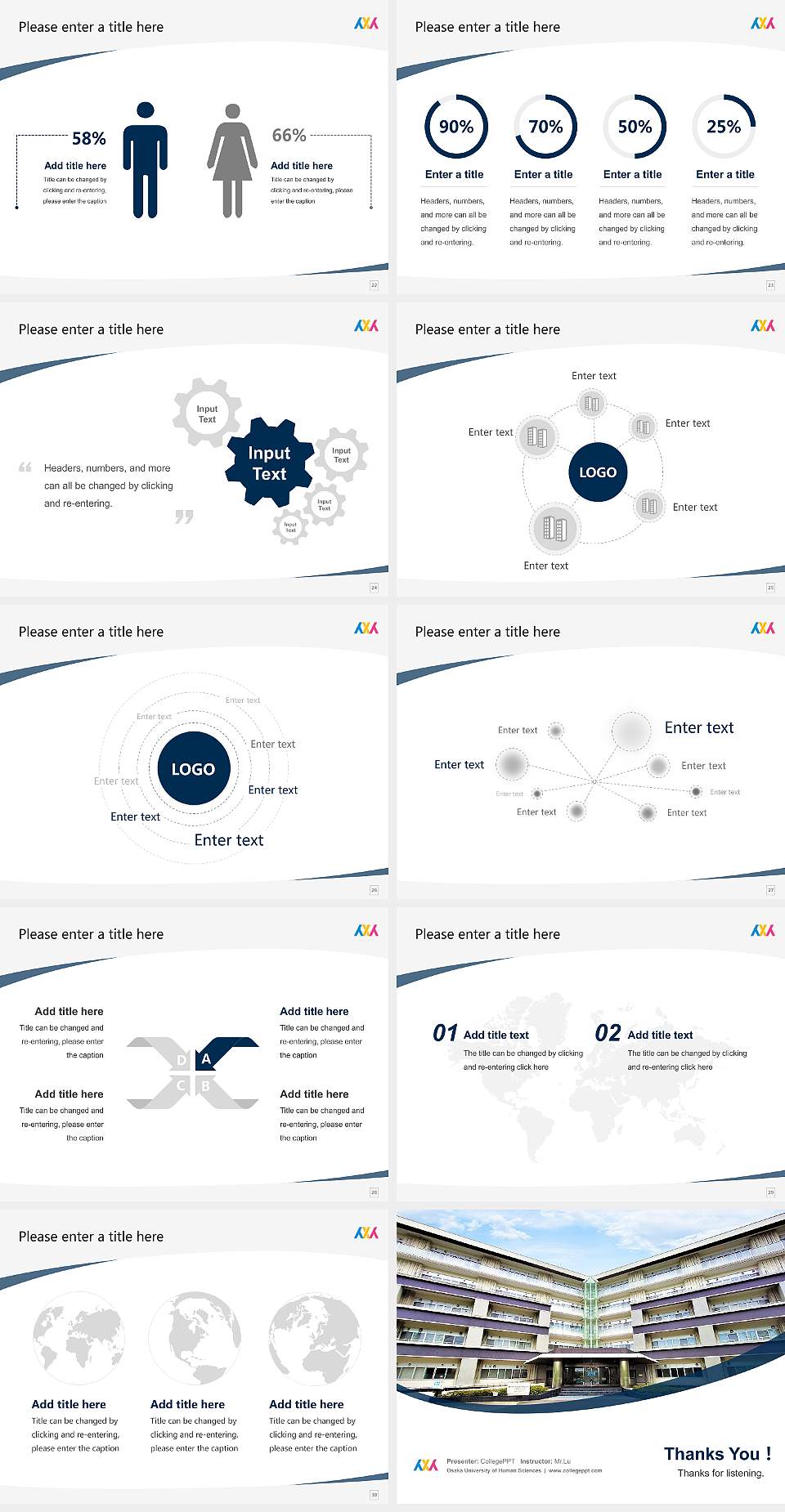 Osaka University of Human Sciences Course/Courseware Creation PPT Template4:3 ratio PPT effect preview image4
