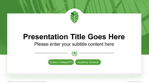 Obihiro University of Agriculture and Veterinary Medicine National Scholarship Defense PPT Template