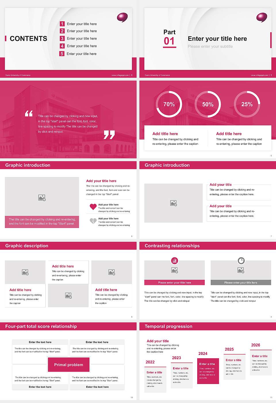 Osaka University of Commerce Thesis Proposal/Graduation Defense PPT Template16:9 ratio PPT effect preview image2