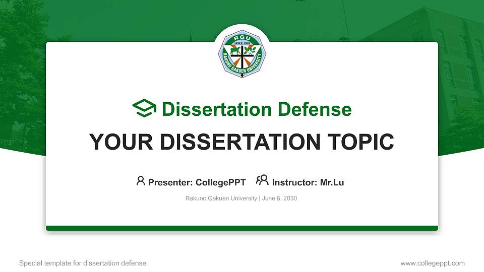 Rakuno Gakuen University Graduation Thesis Defense PPT Template16:9 ratio PPT effect preview image