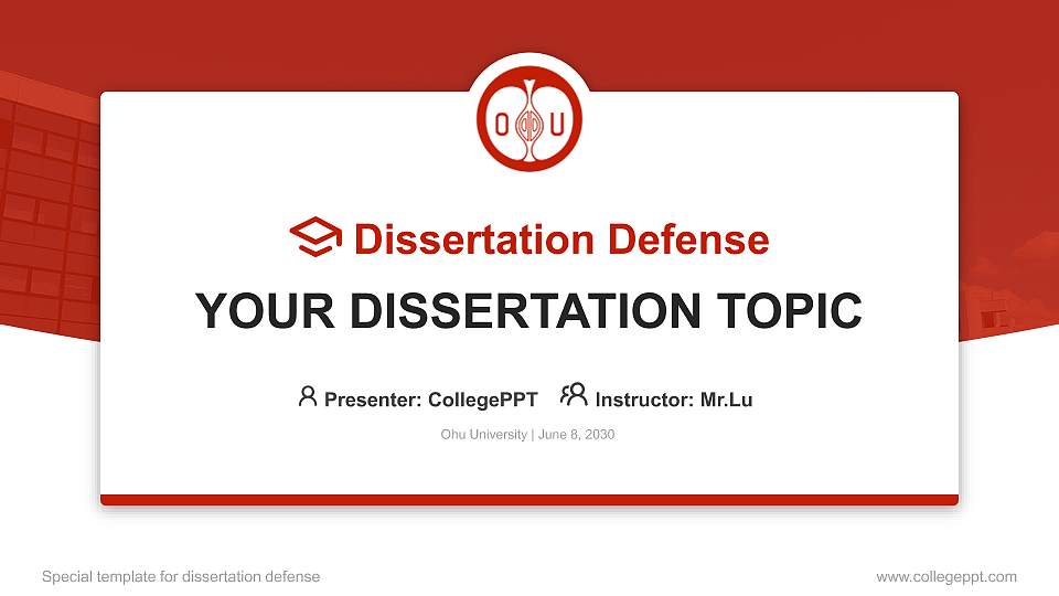 Ohu University Graduation Thesis Defense PPT Template16:9 ratio PPT effect preview image