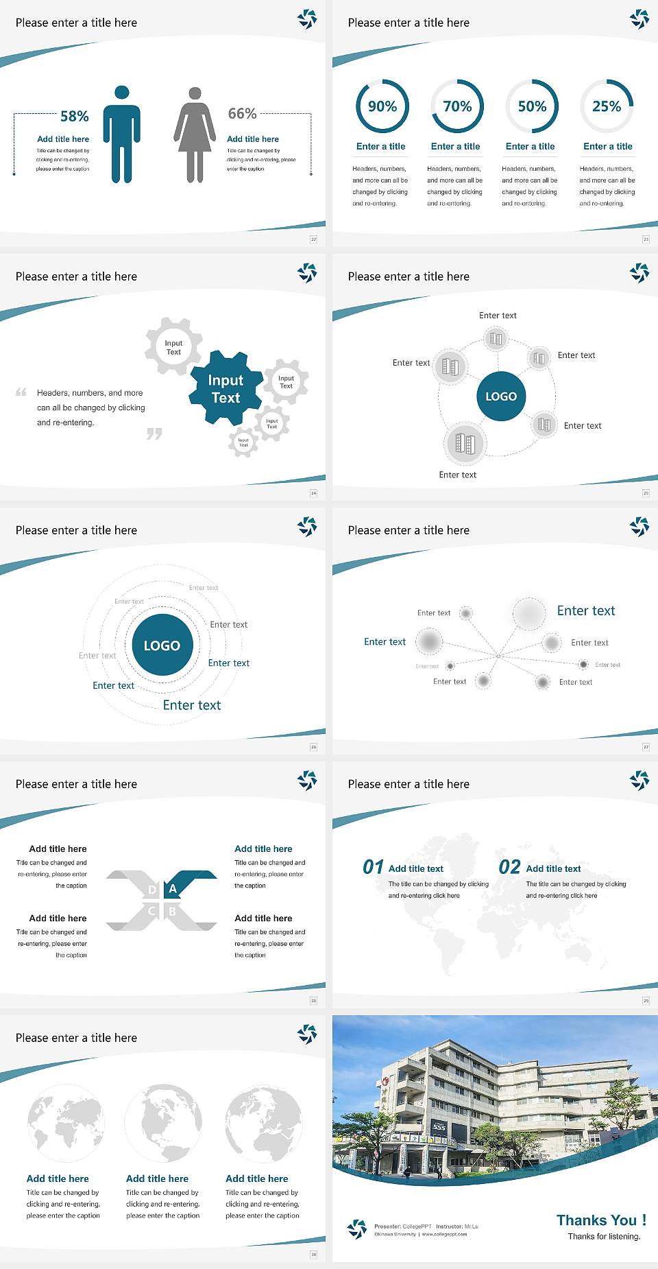 Okinawa University Course/Courseware Creation PPT Template4:3 ratio PPT effect preview image4
