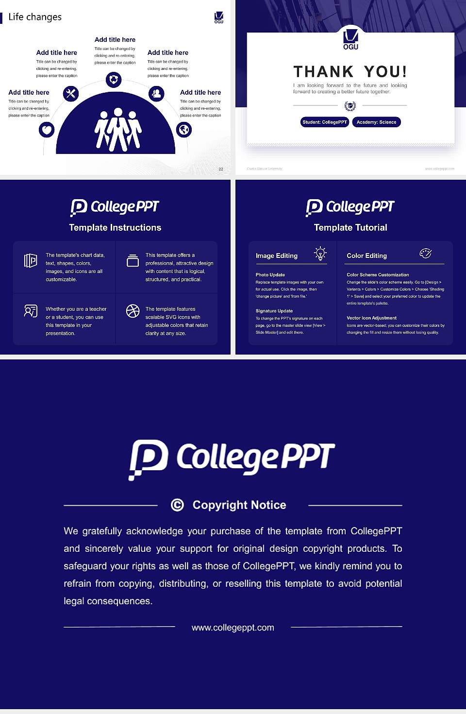 Osaka Gakuin University National Scholarship Defense PPT Template4:3 ratio PPT effect preview image4