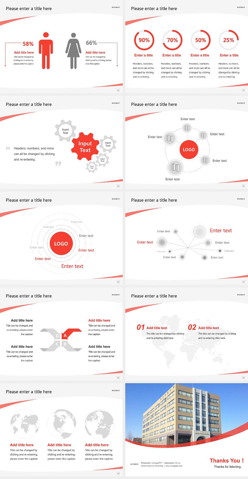 Saitama Gakuen University Course/Courseware Creation PPT Template4:3 ratio PPT effect preview image4