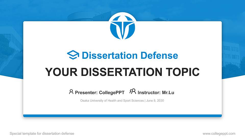 Osaka University of Health and Sport Sciences Graduation Thesis Defense PPT Template16:9 ratio PPT effect preview image