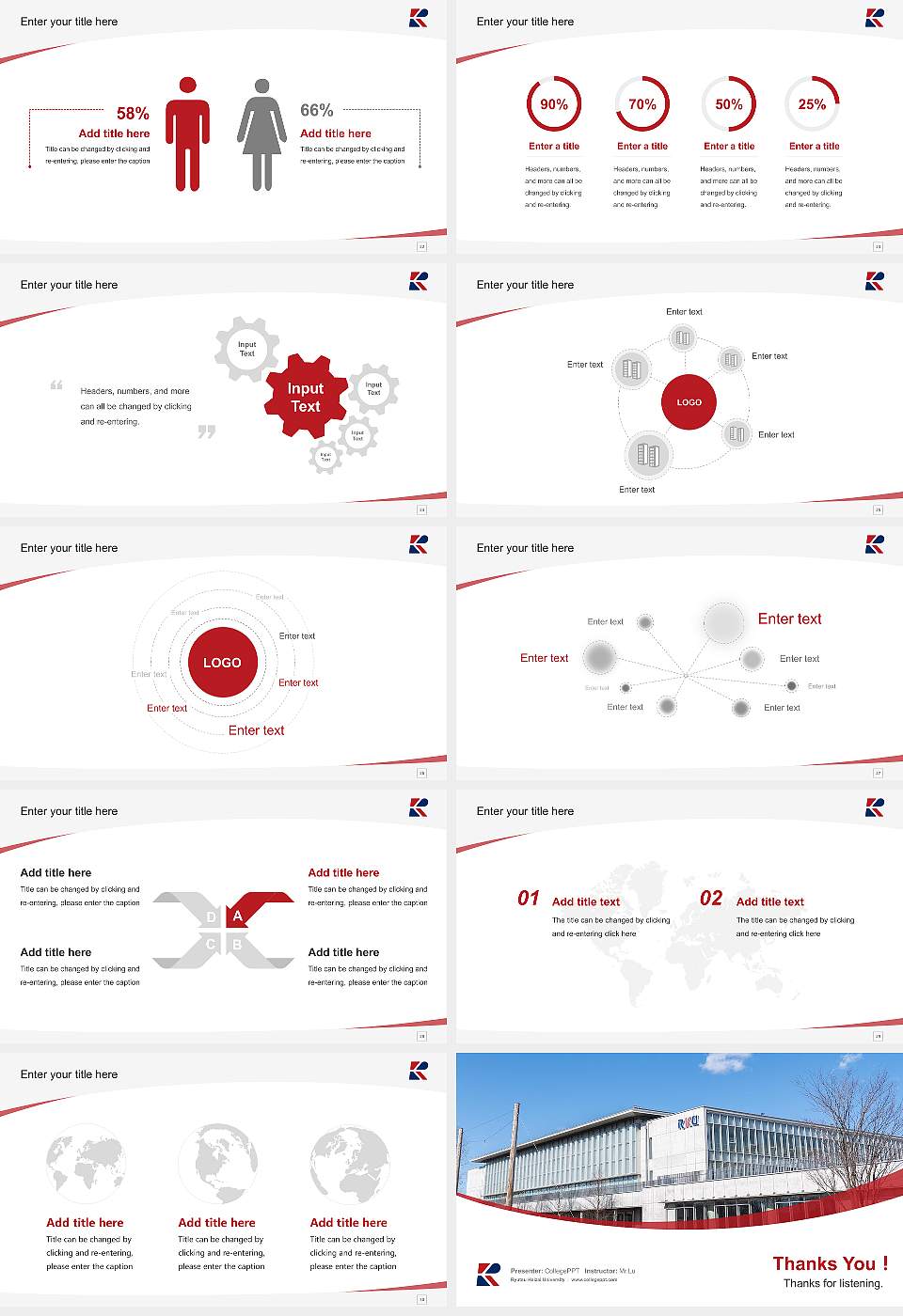 Ryutsu Keizai University Course/Courseware Creation PPT Template16:9 ratio PPT effect preview image4