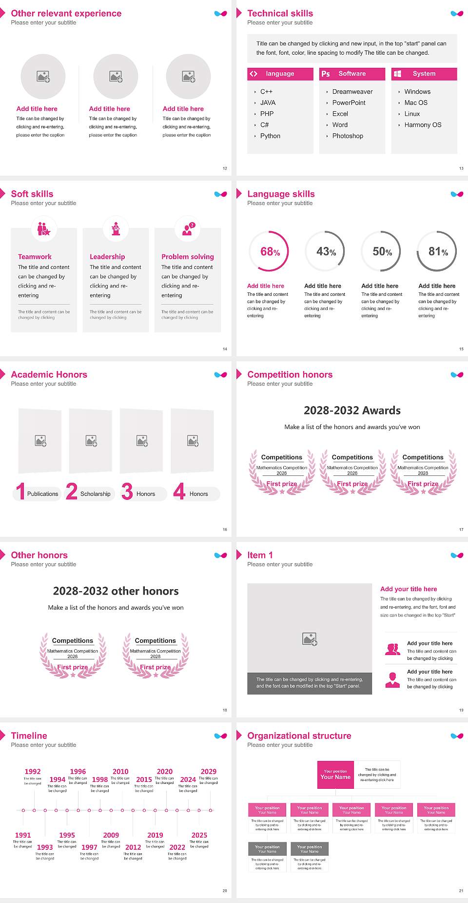 Professional College of Arts and Tourism Resume PPT Template4:3 ratio PPT effect preview image3