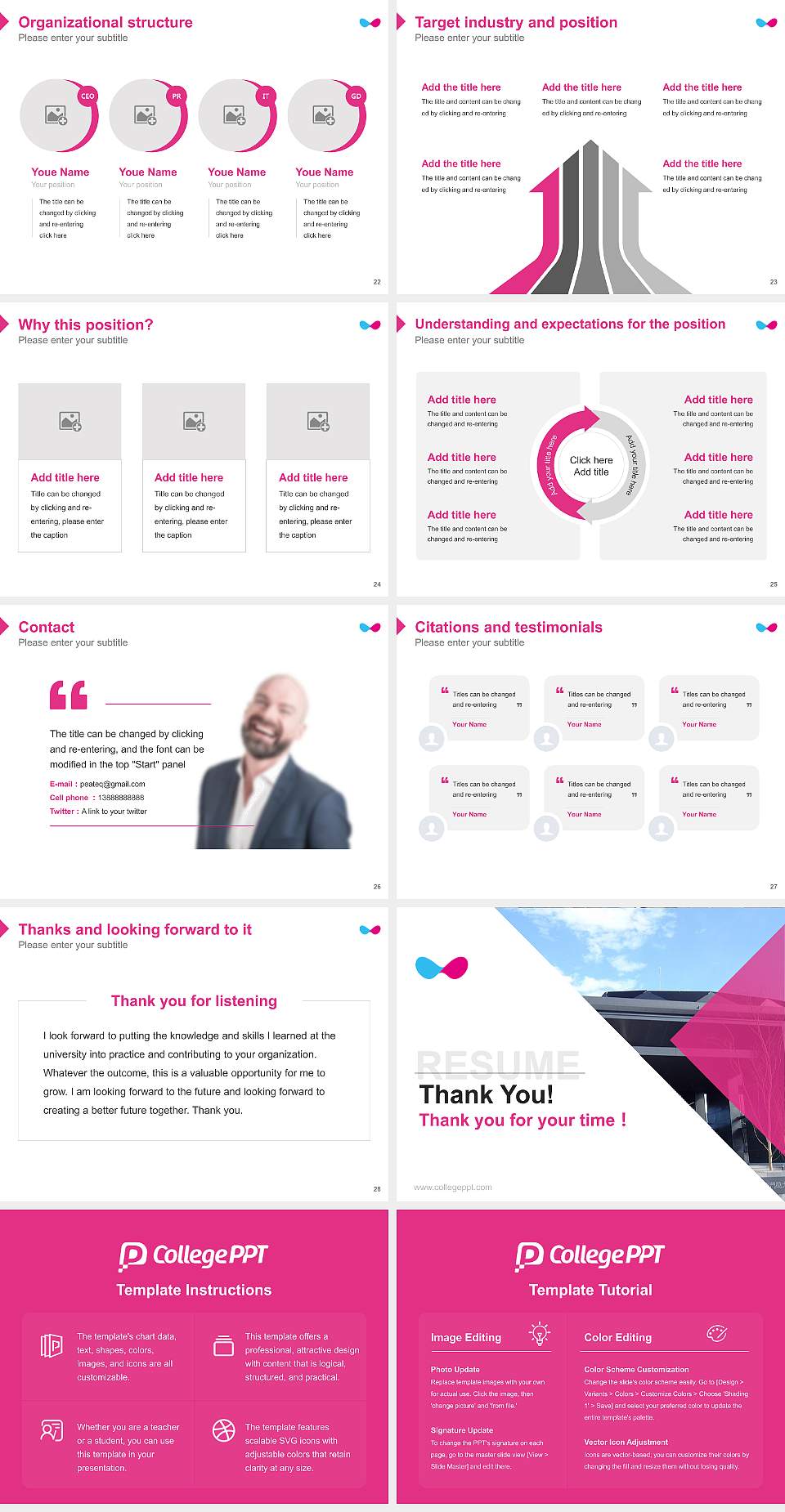 Professional College of Arts and Tourism Resume PPT Template4:3 ratio PPT effect preview image4