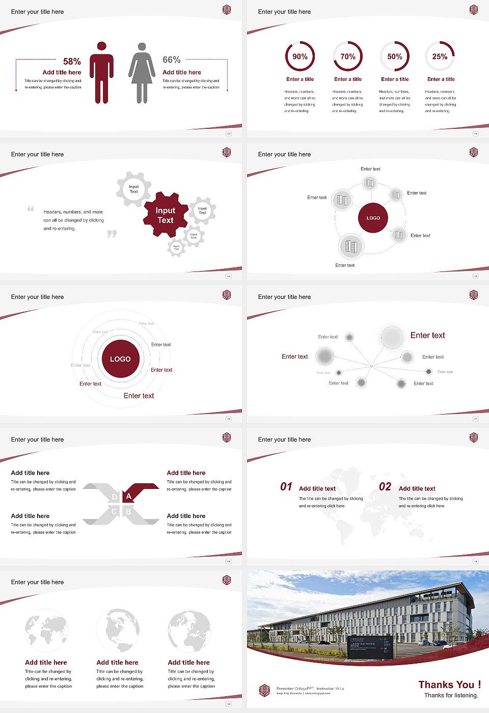 Sanjo City University Course/Courseware Creation PPT Template16:9 ratio PPT effect preview image4