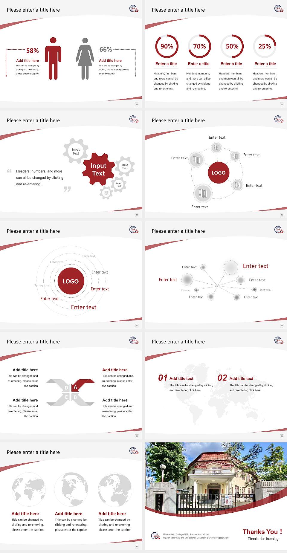 Nippon Veterinary and Life Science University Course/Courseware Creation PPT Template4:3 ratio PPT effect preview image4