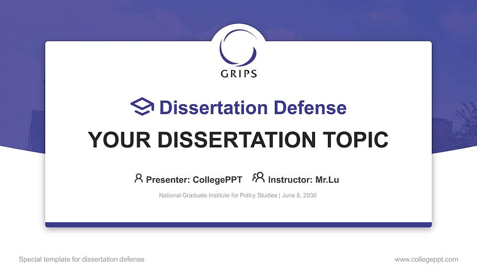 National Graduate Institute for Policy Studies Graduation Thesis Defense PPT Template16:9 ratio PPT effect preview image