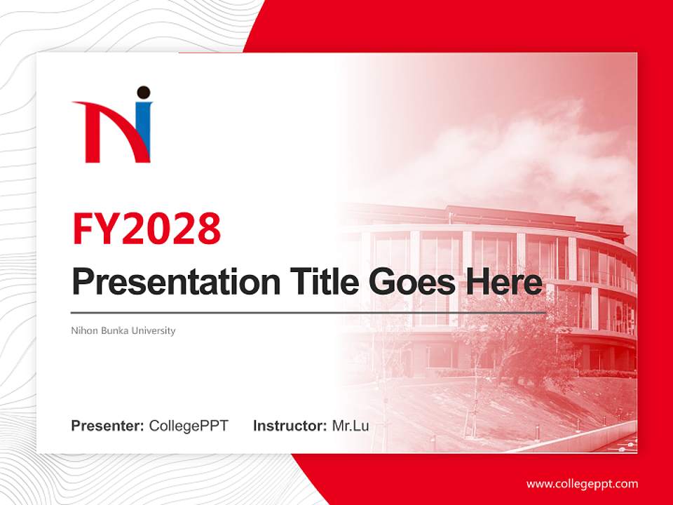 Nihon Bunka University Academic Presentation/Research Findings Report PPT Template4:3 ratio PPT effect preview image5