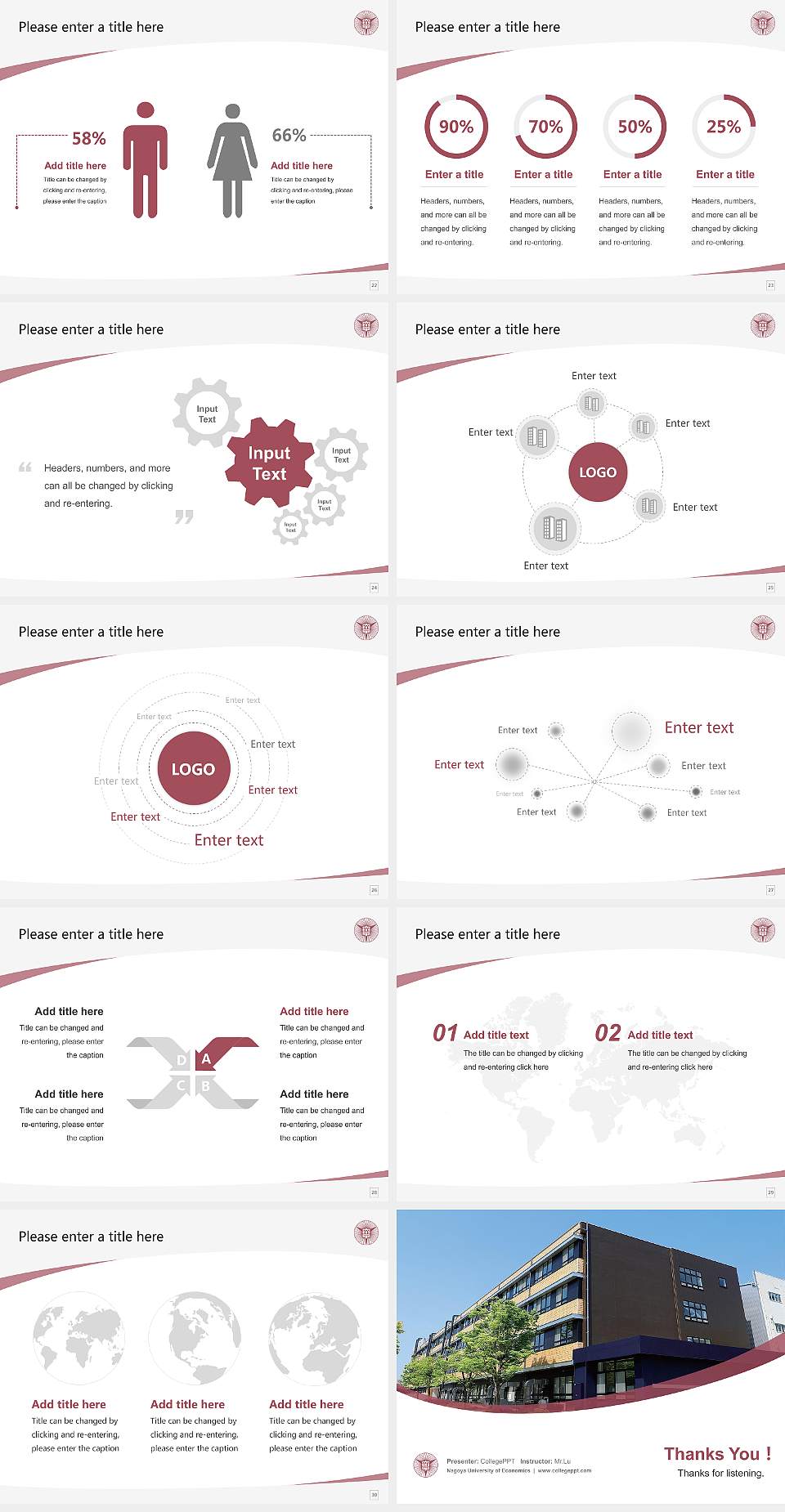 Nagoya University of Economics Course/Courseware Creation PPT Template4:3 ratio PPT effect preview image4