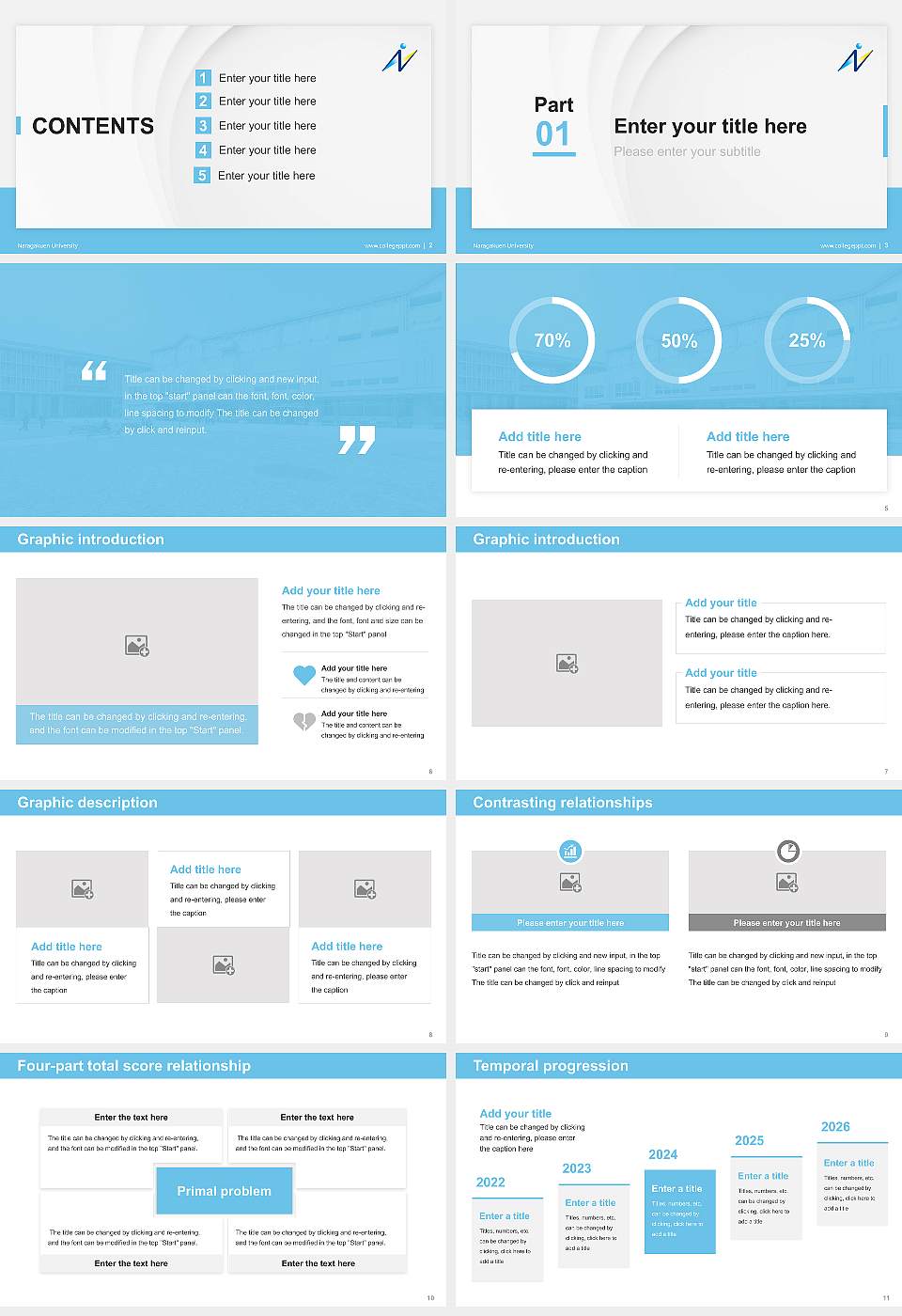 Naragakuen University Thesis Proposal/Graduation Defense PPT Template16:9 ratio PPT effect preview image2