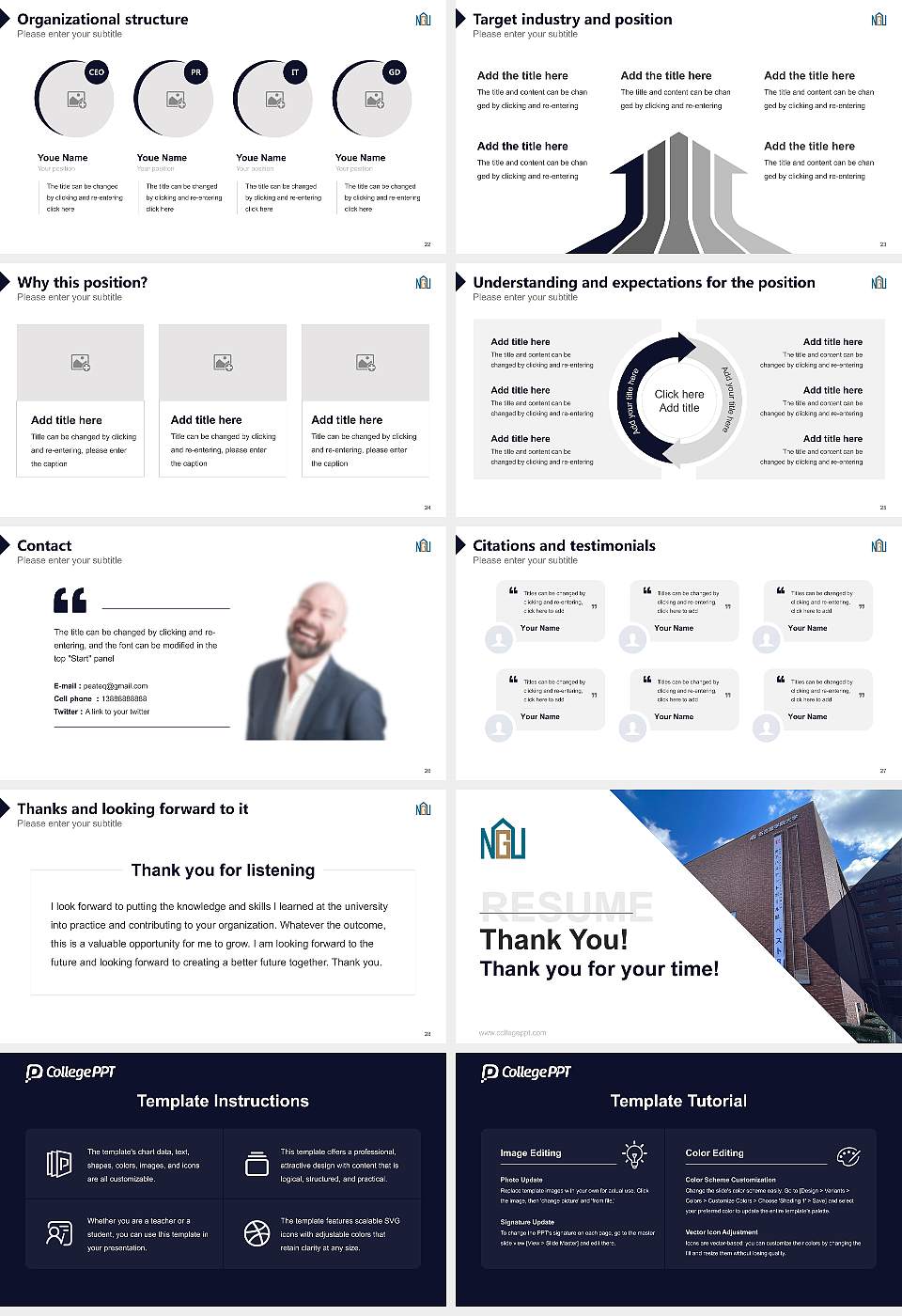 Nagoya Gakuin University Resume PPT Template16:9 ratio PPT effect preview image4