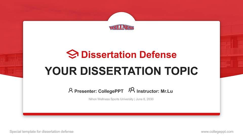 Nihon Wellness Sports University Graduation Thesis Defense PPT Template16:9 ratio PPT effect preview image