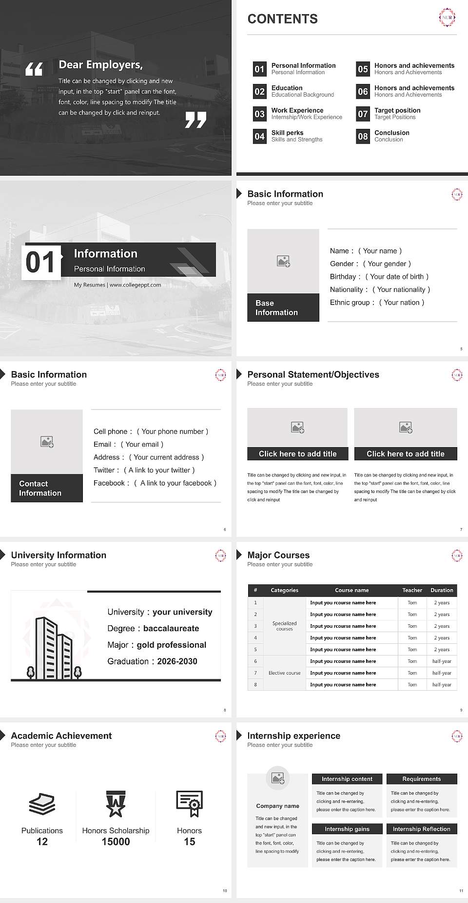 Niigata University of Rehabilitation Resume PPT Template4:3 ratio PPT effect preview image2