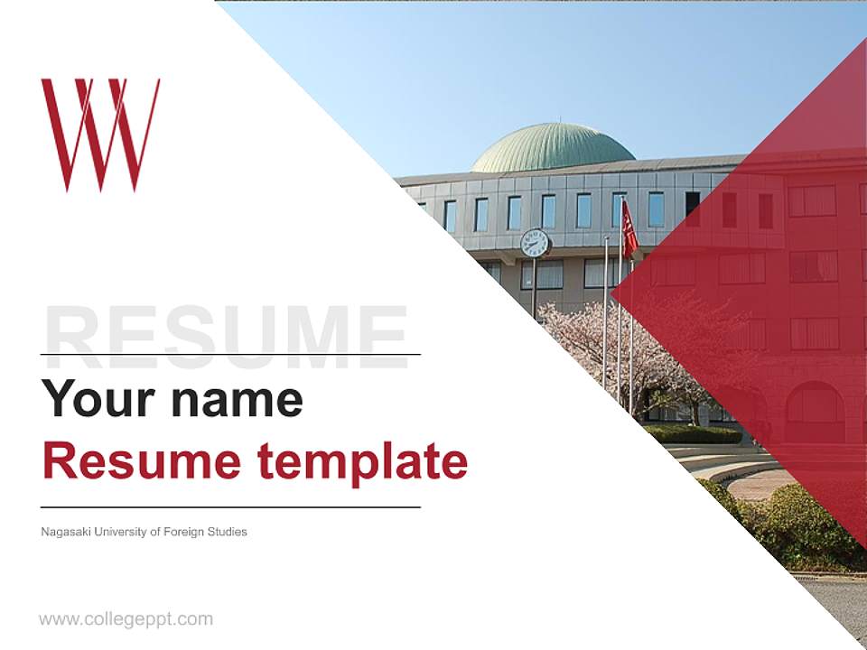 Nagasaki University of Foreign Studies Resume PPT Template4:3 ratio PPT effect preview image5