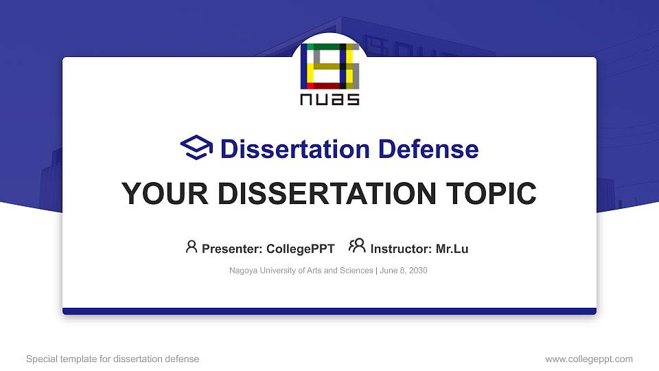 Nagoya University of Arts and Sciences Graduation Thesis Defense PPT Template16:9 ratio PPT effect preview image