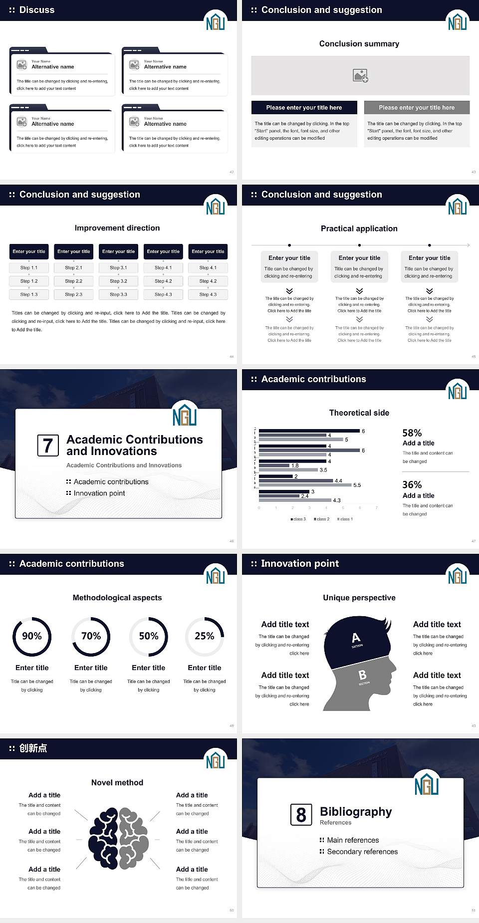 Nagoya Gakuin University Graduation Thesis Defense PPT Template4:3 ratio PPT effect preview image6