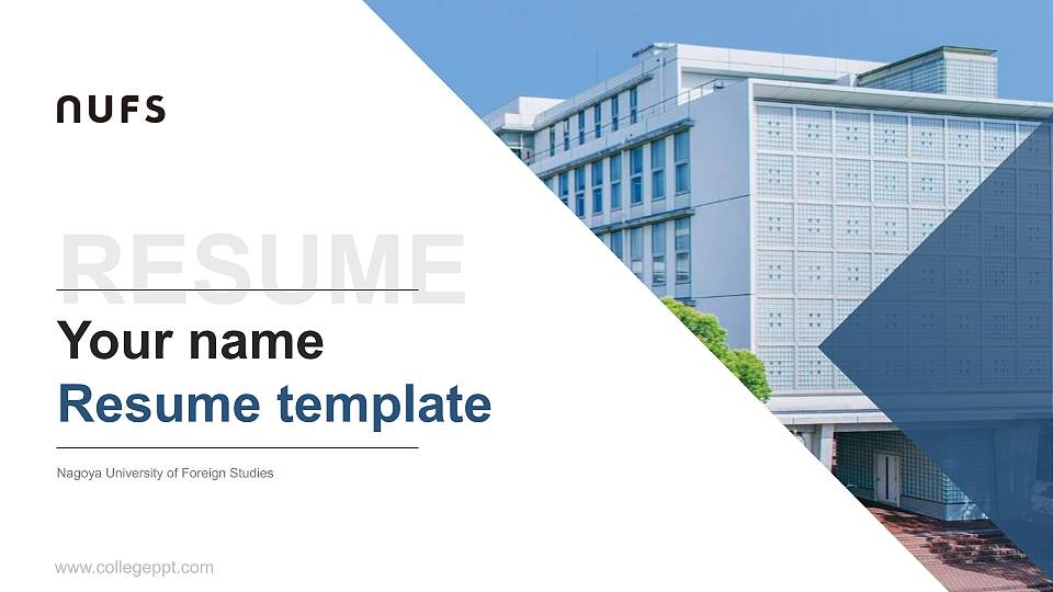 Nagoya University of Foreign Studies Resume PPT Template16:9 ratio PPT effect preview image