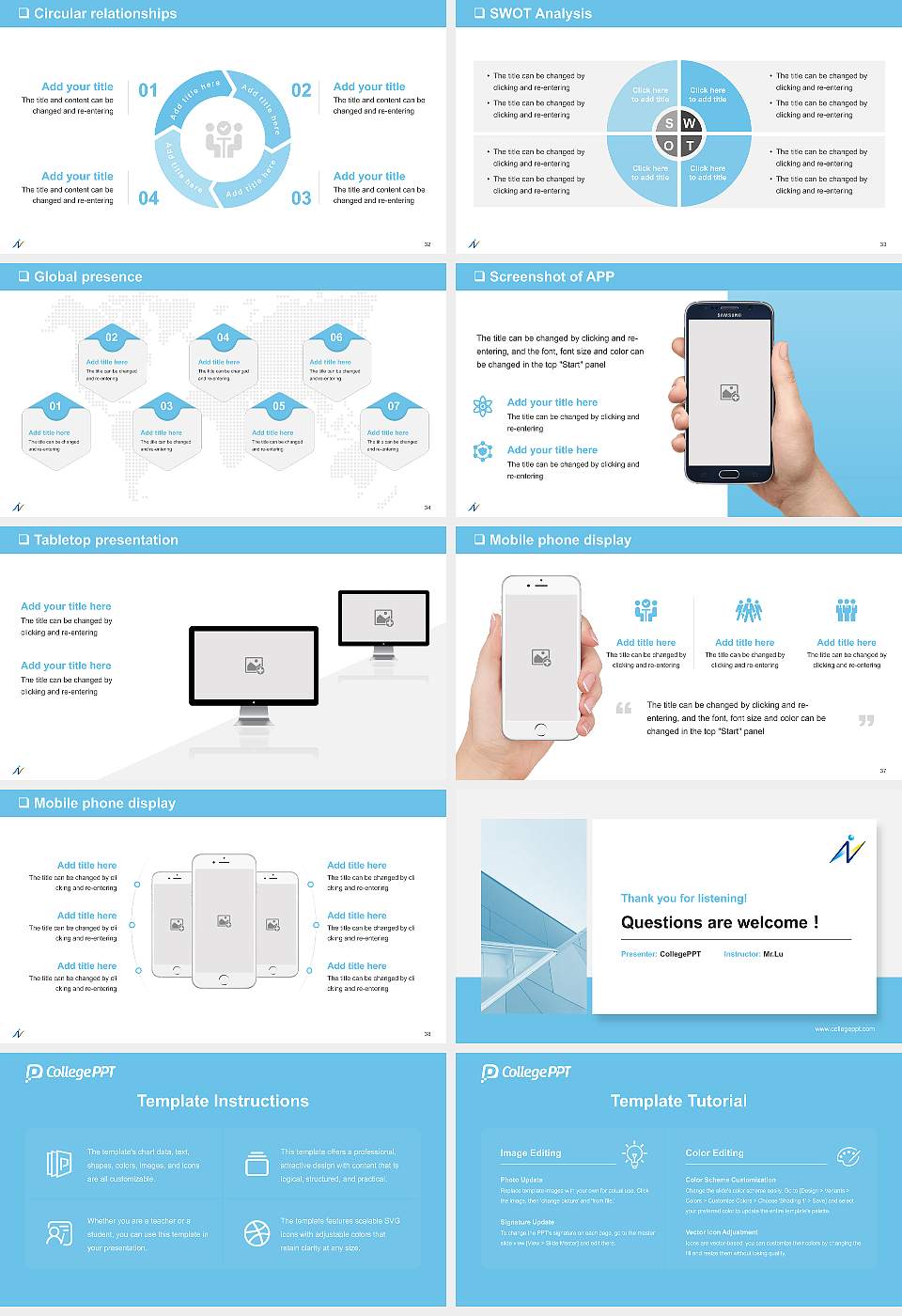 Naragakuen University General PPT Template16:9 ratio PPT effect preview image5