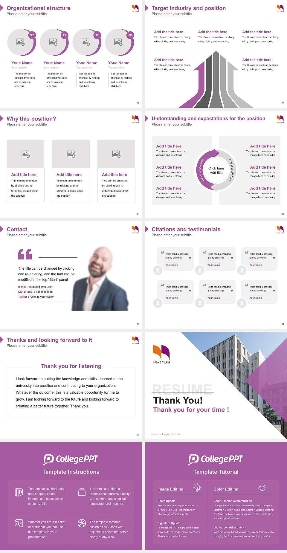 Nakamura Gakuen University Resume PPT Template4:3 ratio PPT effect preview image4