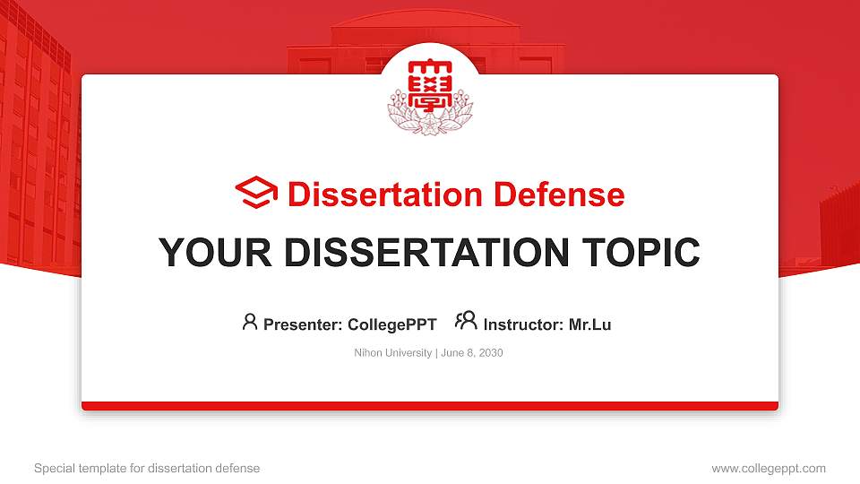 Nihon University Graduation Thesis Defense PPT Template16:9 ratio PPT effect preview image