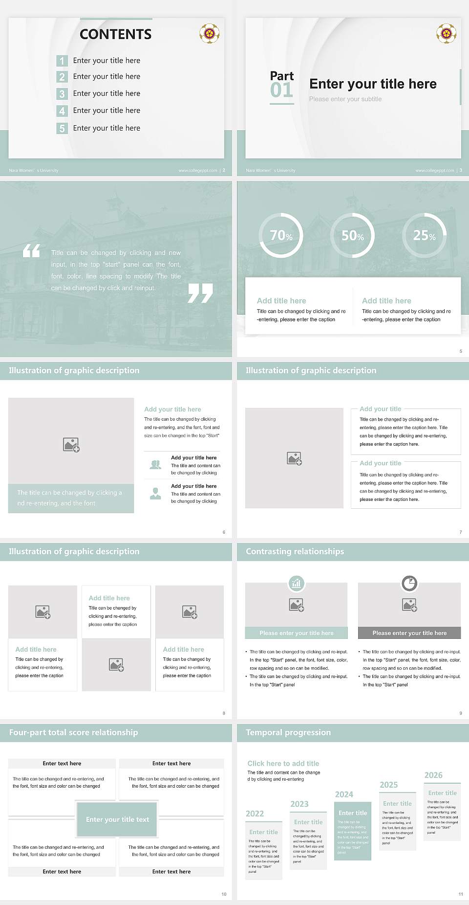 Nara Women’s University Thesis Proposal/Graduation Defense PPT Template4:3 ratio PPT effect preview image2