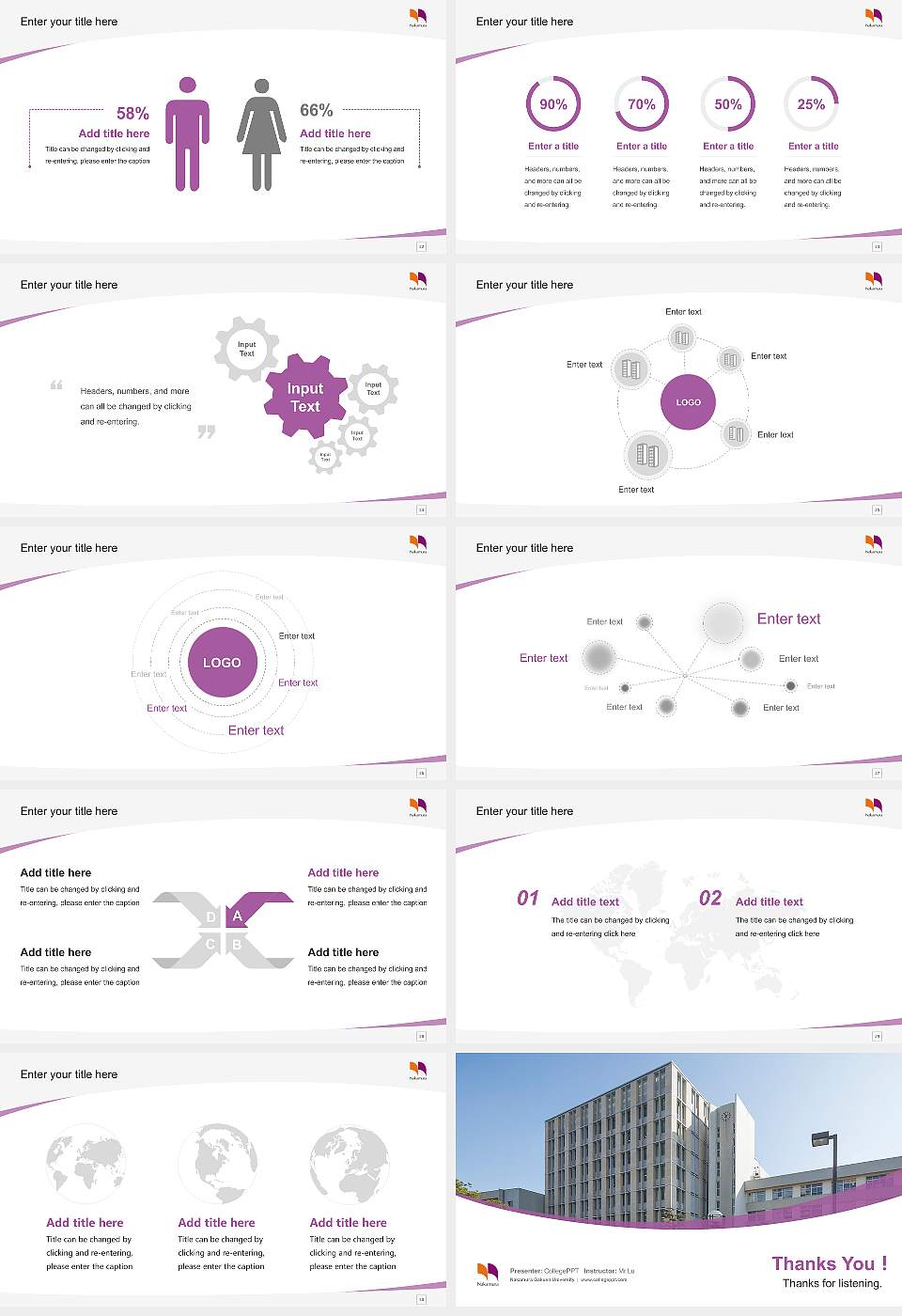 Nakamura Gakuen University Course/Courseware Creation PPT Template16:9 ratio PPT effect preview image4