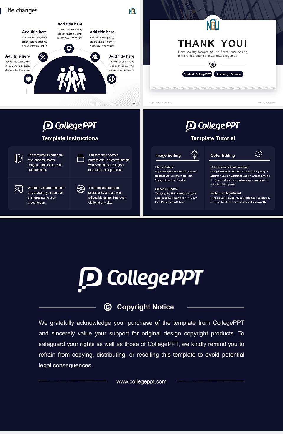 Nagoya Gakuin University National Scholarship Defense PPT Template4:3 ratio PPT effect preview image4