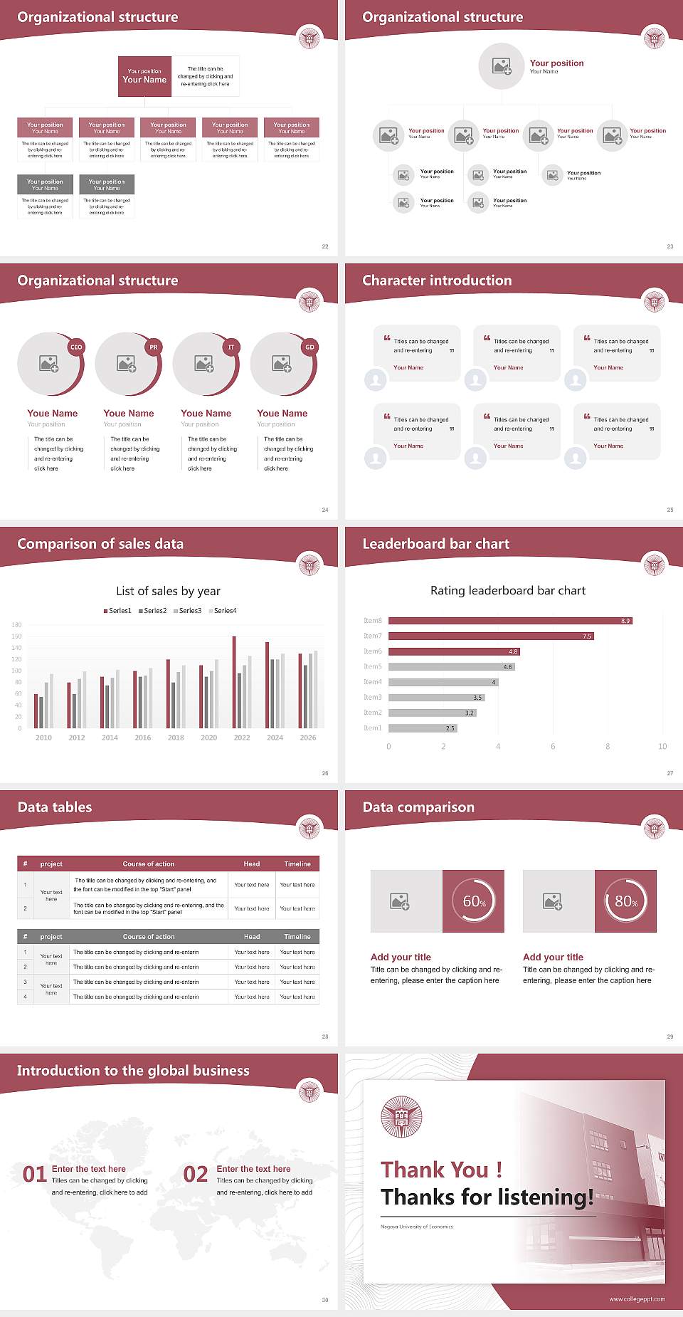 Nagoya University of Economics Academic Presentation/Research Findings Report PPT Template4:3 ratio PPT effect preview image4
