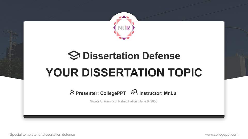 Niigata University of Rehabilitation Graduation Thesis Defense PPT Template16:9 ratio PPT effect preview image