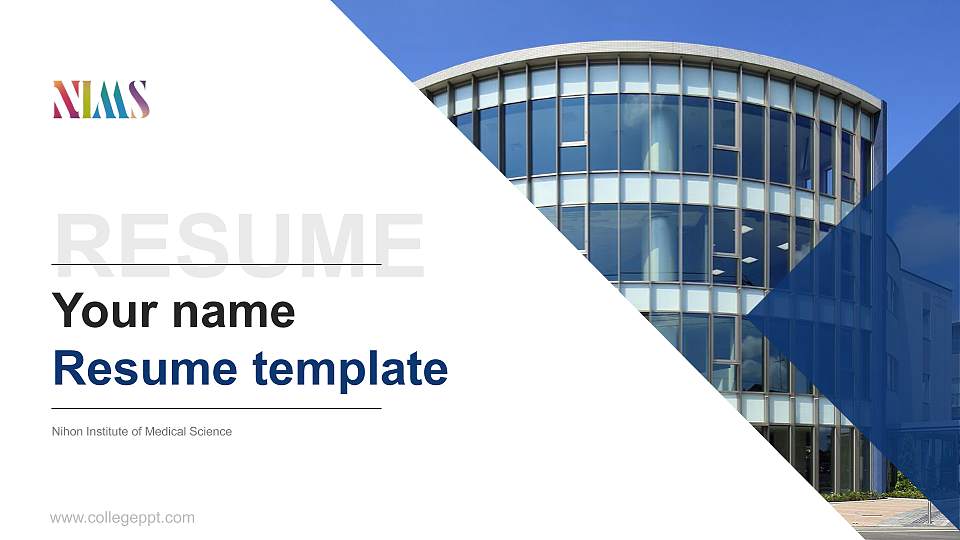Nihon Institute of Medical Science Resume PPT Template16:9 ratio PPT effect preview image