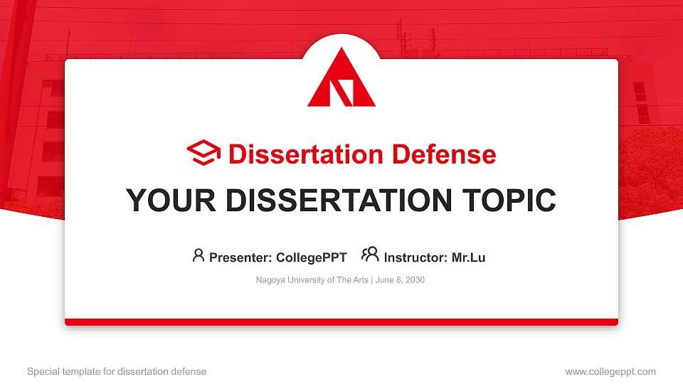 Nagoya University of The Arts Graduation Thesis Defense PPT Template16:9 ratio PPT effect preview image