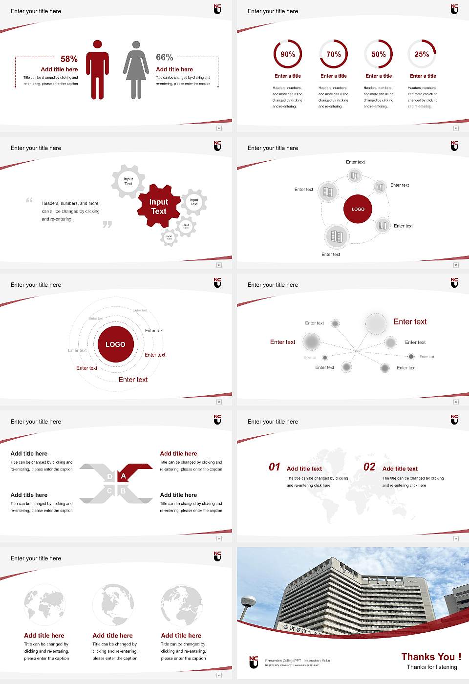 Nagoya City University Course/Courseware Creation PPT Template16:9 ratio PPT effect preview image4