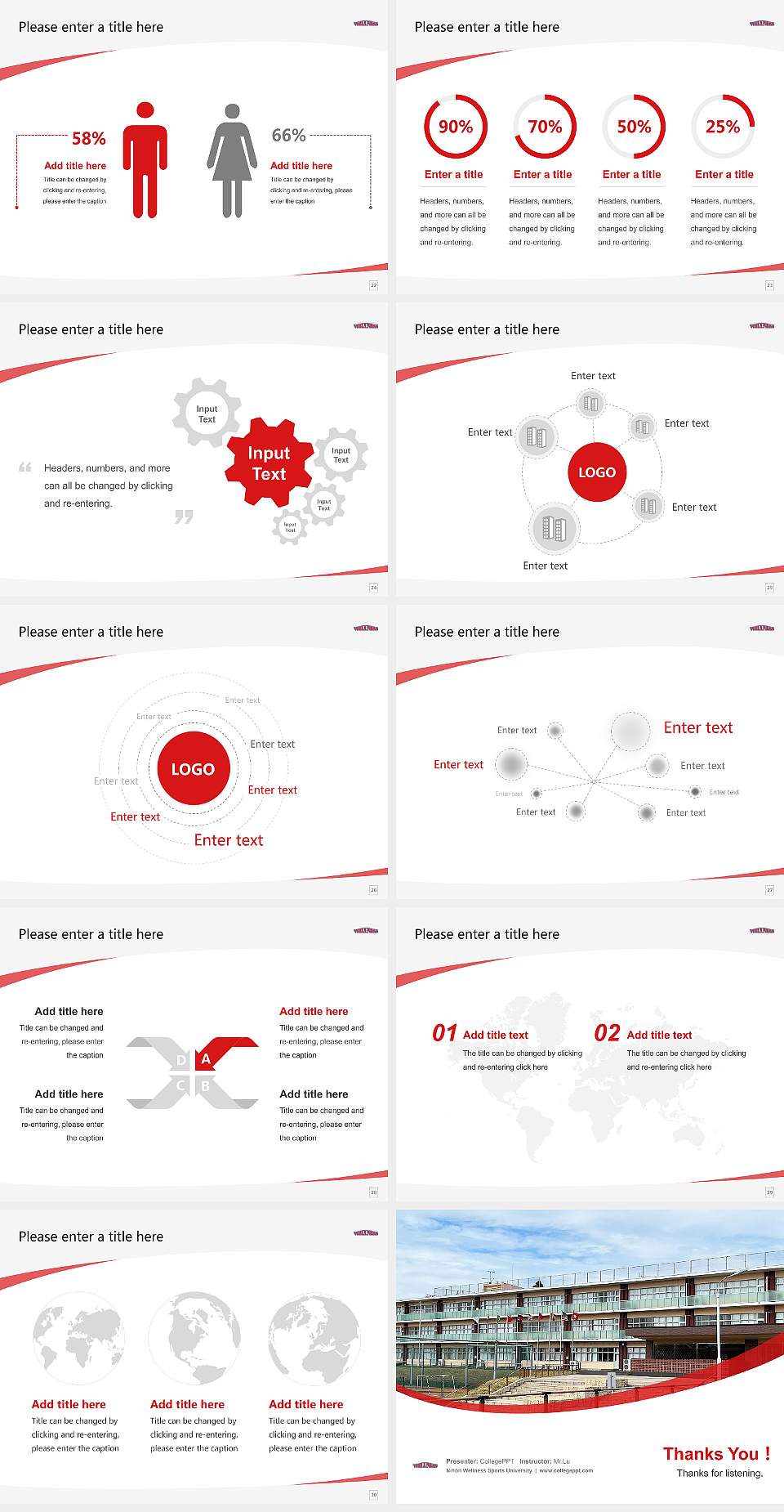 Nihon Wellness Sports University Course/Courseware Creation PPT Template4:3 ratio PPT effect preview image4