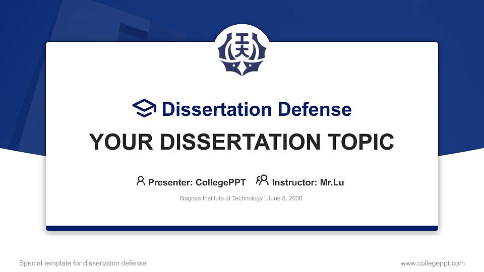 Nagoya Institute of Technology Graduation Thesis Defense PPT Template16:9 ratio PPT effect preview image