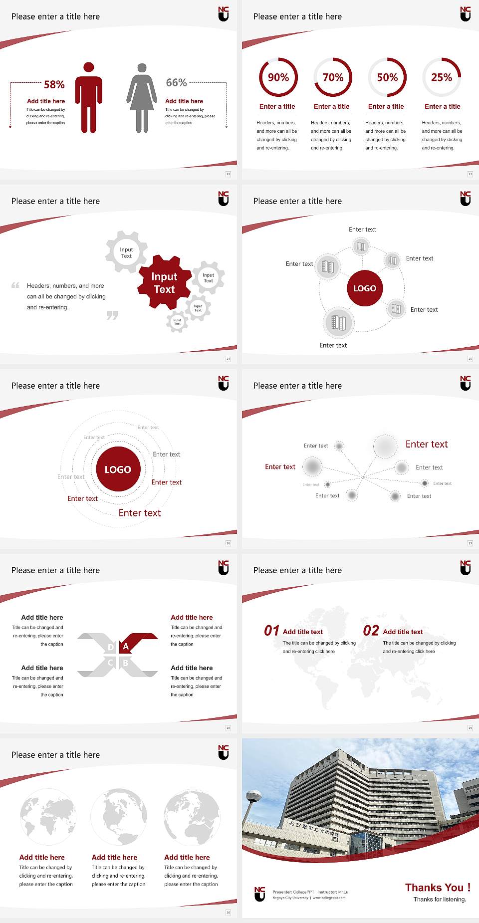 Nagoya City University Course/Courseware Creation PPT Template4:3 ratio PPT effect preview image4