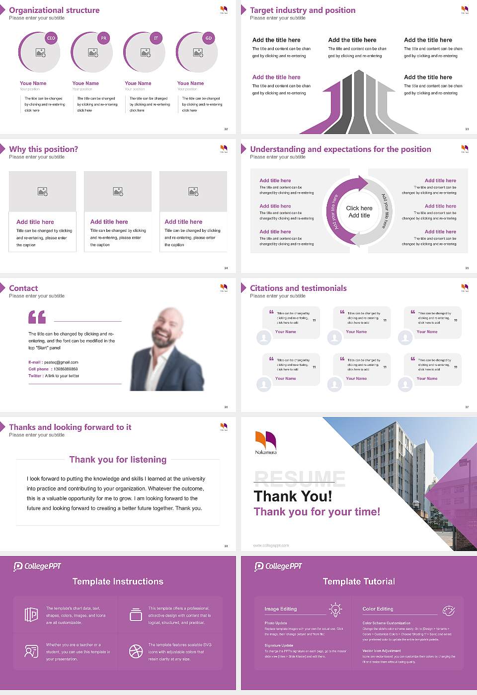Nakamura Gakuen University Resume PPT Template16:9 ratio PPT effect preview image4