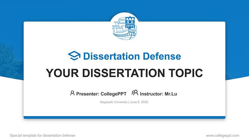 Nagasaki University Graduation Thesis Defense PPT Template16:9 ratio PPT effect preview image