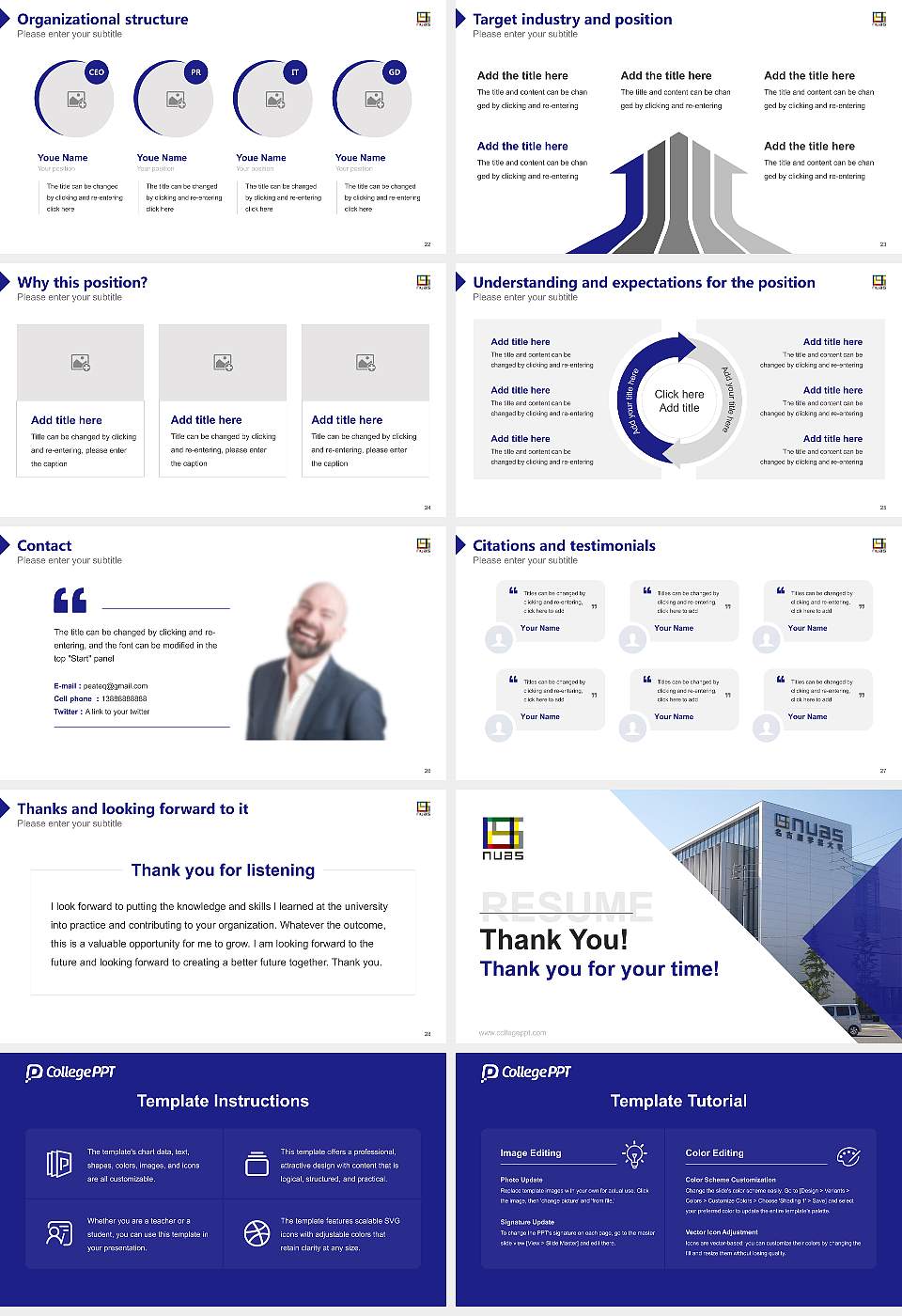 Nagoya University of Arts and Sciences Resume PPT Template16:9 ratio PPT effect preview image4