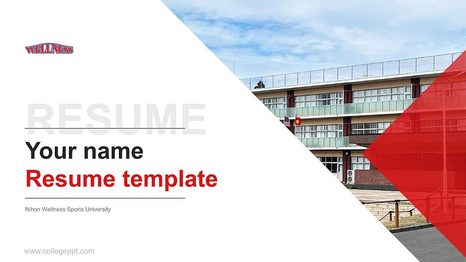 Nihon Wellness Sports University Resume PPT Template16:9 ratio PPT effect preview image