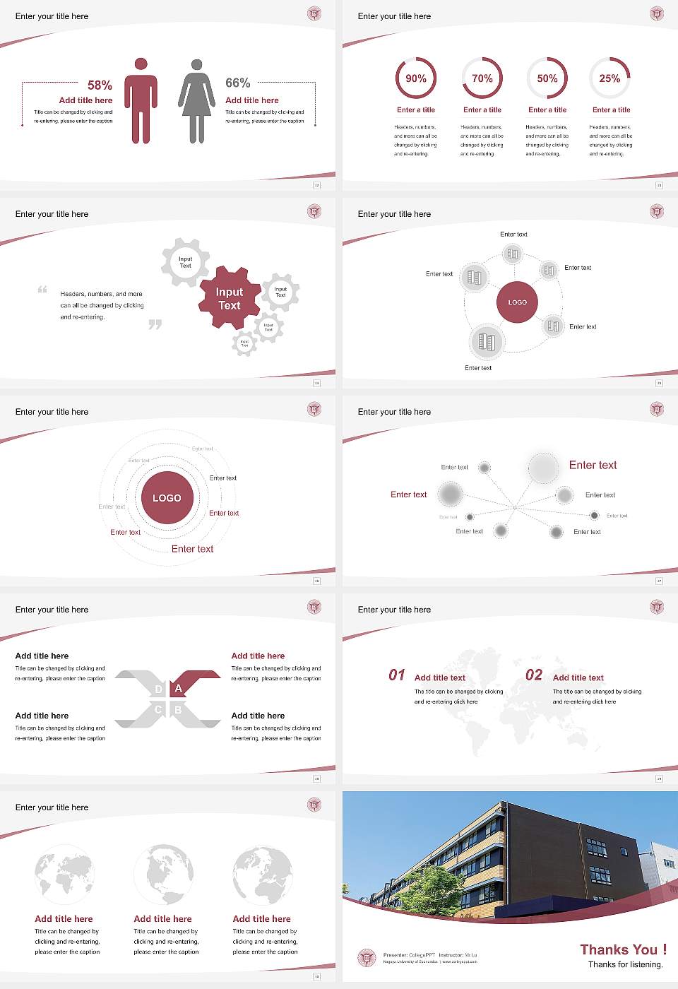 Nagoya University of Economics Course/Courseware Creation PPT Template16:9 ratio PPT effect preview image4